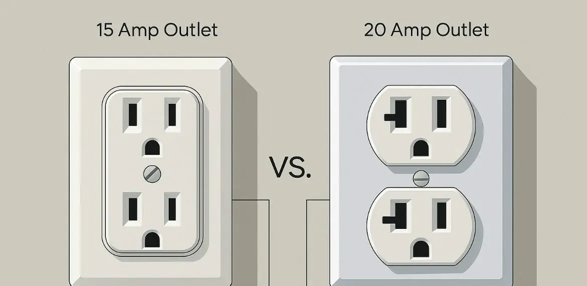Comparison of a power outlet and a 20 amp outlet side by side.